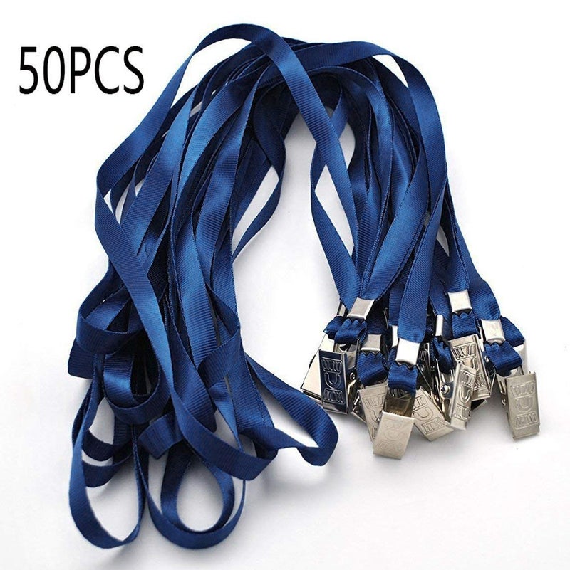 Beebel Navy Blue Lanyards 50pcs 32 Inch Lanyard for ID Name Tag Badge Holders (Navy Blue) - Image 3